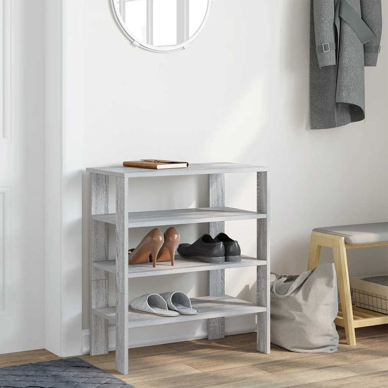 Load image into Gallery viewer, Vidaxl schoenenrek 61x32x70 cm bewerkt hout grijs sonoma
