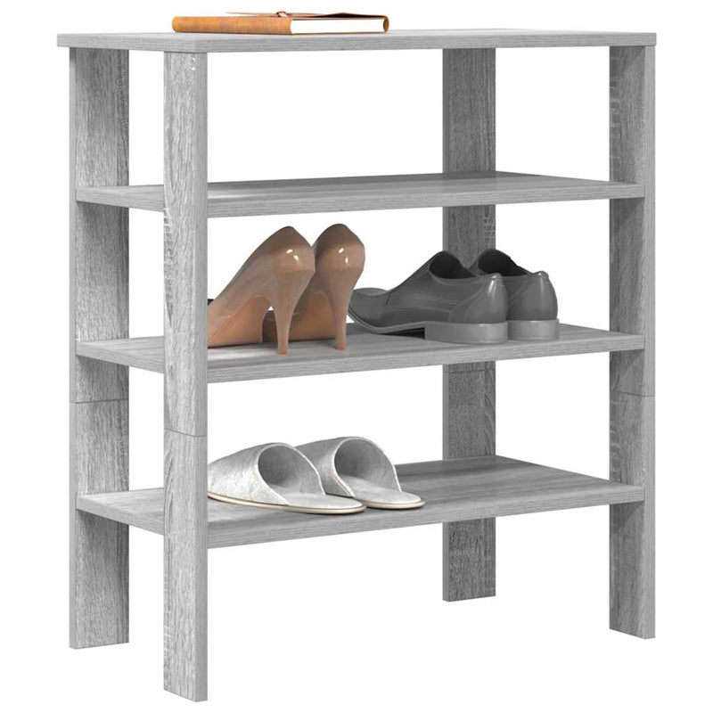 Load image into Gallery viewer, Vidaxl schoenenrek 61x32x70 cm bewerkt hout grijs sonoma
