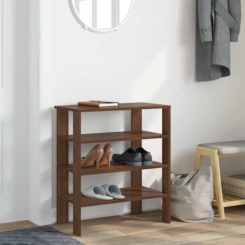 Load image into Gallery viewer, Vidaxl schoenenrek 61x32x70 cm bewerkt hout bruin eikenkleur
