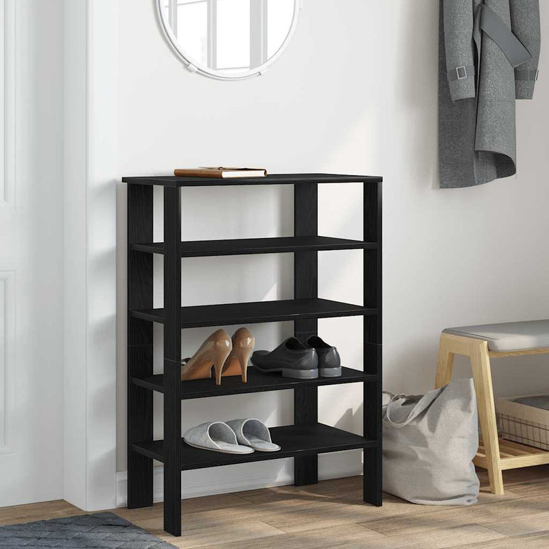 Afbeelding laden in galerijviewer, Vidaxl schoenenrek 61x32x87,5 cm bewerkt hout zwart
