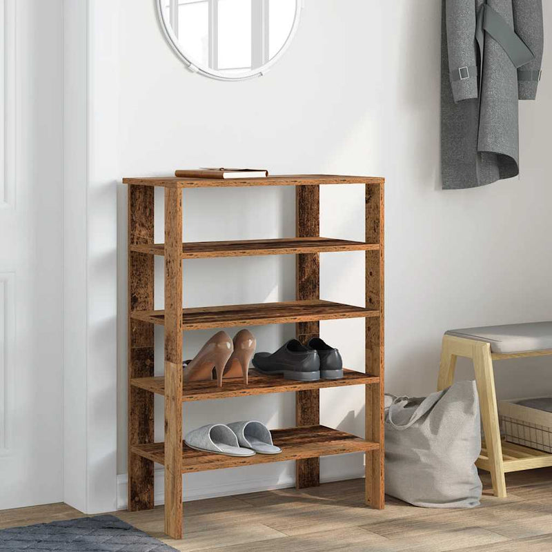 Load image into Gallery viewer, Vidaxl schoenenrek 61x32x87,5 cm bewerkt hout oud houtkleurig
