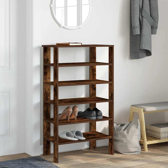 Vidaxl schoenenrek 61x32x105 cm bewerkt hout gerookt eikenkleurig