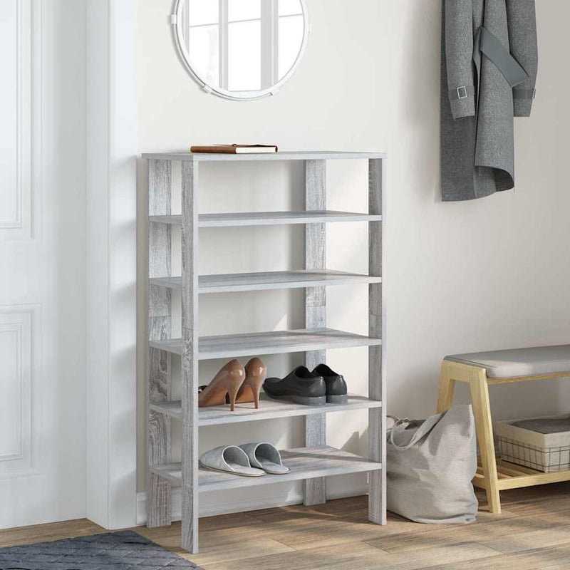 Load image into Gallery viewer, Vidaxl schoenenrek 61x32x105 cm bewerkt hout grijs sonoma eikenkleurig
