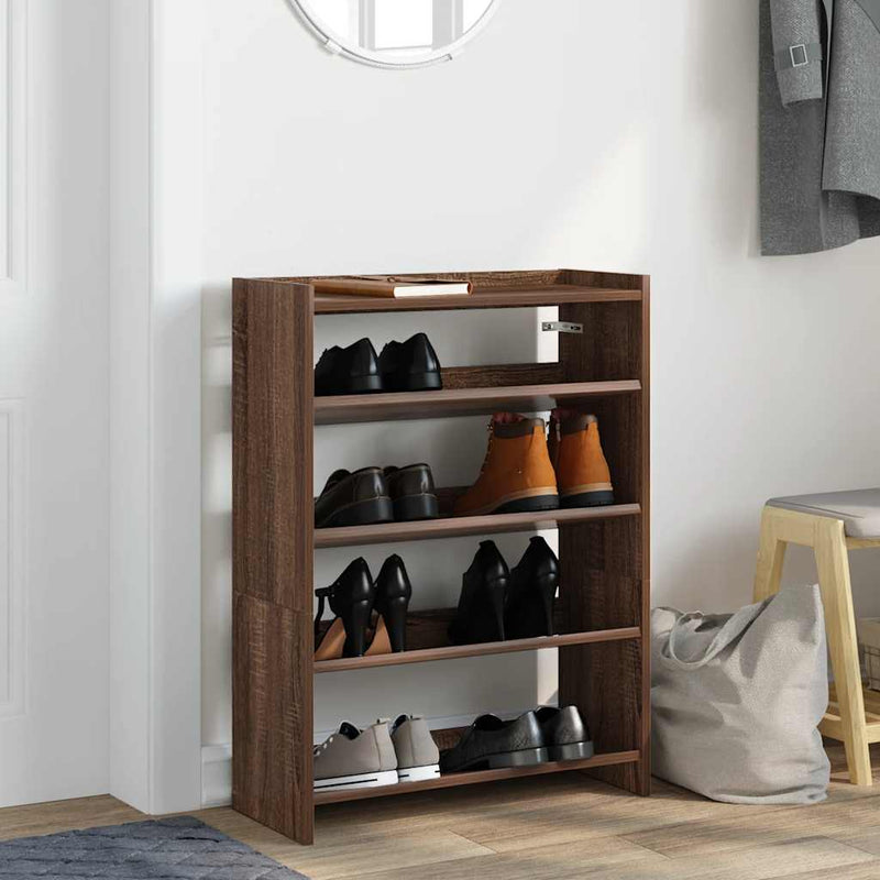 Load image into Gallery viewer, Vidaxl schoenenrek 60x25x81 cm bewerkt hout bruin eikenkleur
