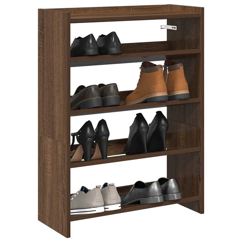 Load image into Gallery viewer, Vidaxl schoenenrek 60x25x81 cm bewerkt hout bruin eikenkleur
