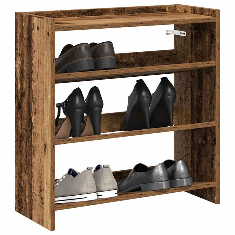 Load image into Gallery viewer, Vidaxl schoenenrek 60x25x62 cm bewerkt hout oud houtkleurig
