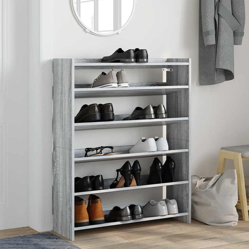 Load image into Gallery viewer, Vidaxl schoenenrek 80x25x100 cm bewerkt hout grijs sonoma eikenkleurig
