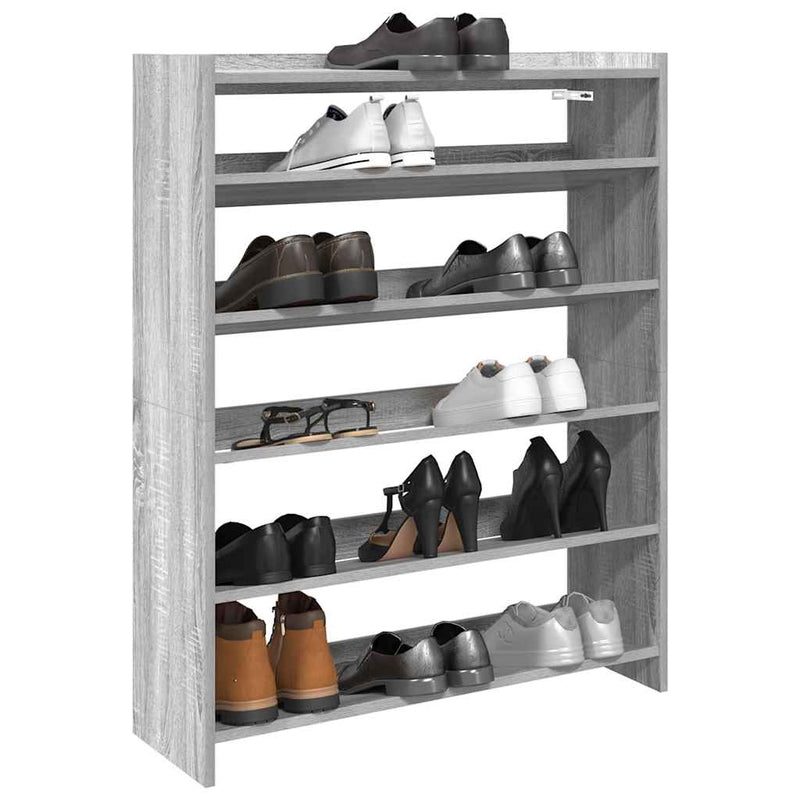 Load image into Gallery viewer, Vidaxl schoenenrek 80x25x100 cm bewerkt hout grijs sonoma eikenkleurig
