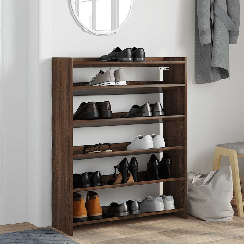 Load image into Gallery viewer, Vidaxl schoenenrek 80x25x100 cm bewerkt hout bruin eikenkleur
