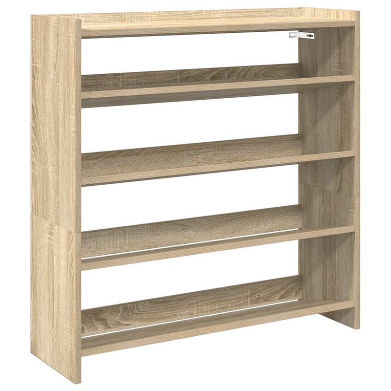 Afbeelding laden in galerijviewer, Vidaxl schoenenrek 80x25x81 cm bewerkt hout sonoma eikenkleurig
