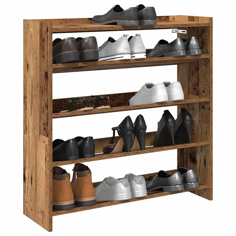 Load image into Gallery viewer, Vidaxl schoenenrek 80x25x81 cm bewerkt hout oud houtkleurig
