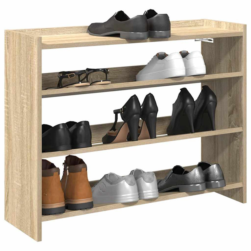Afbeelding laden in galerijviewer, Vidaxl schoenenrek 80x25x62 cm bewerkt hout sonoma eikenkleurig
