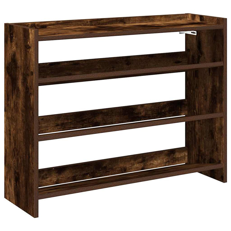 Afbeelding laden in galerijviewer, Vidaxl schoenenrek 80x25x62 cm bewerkt hout gerookt eikenkleurig
