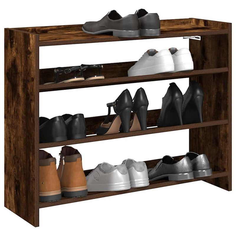 Afbeelding laden in galerijviewer, Vidaxl schoenenrek 80x25x62 cm bewerkt hout gerookt eikenkleurig
