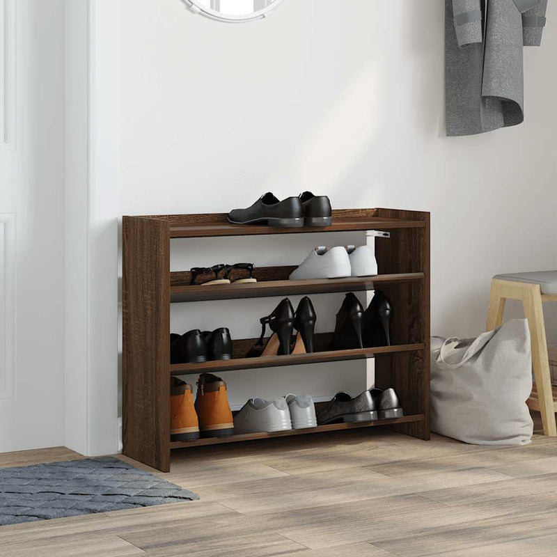 Load image into Gallery viewer, Vidaxl schoenenrek 80x25x62 cm bewerkt hout bruin eikenkleur
