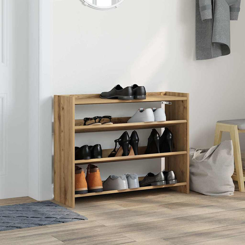 Load image into Gallery viewer, Vidaxl schoenenrek 80x25x62 cm bewerkt hout artisanaal eikenkleur
