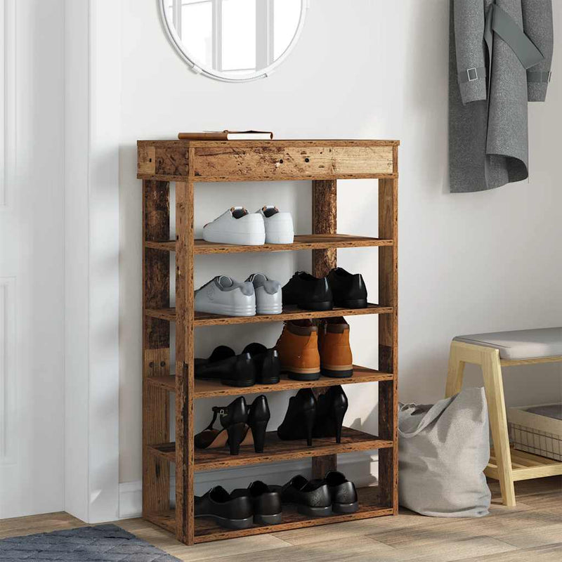 Load image into Gallery viewer, Vidaxl schoenenrek 60x30x98 cm bewerkt hout oud houtkleurig
