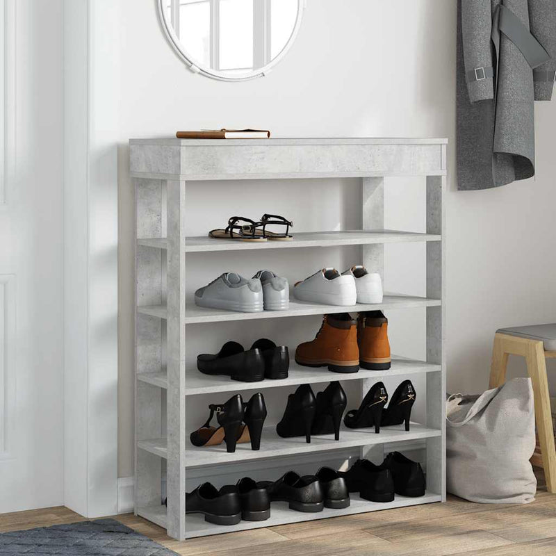 Load image into Gallery viewer, Vidaxl schoenenrek 80x30x98 cm bewerkt hout betongrijs
