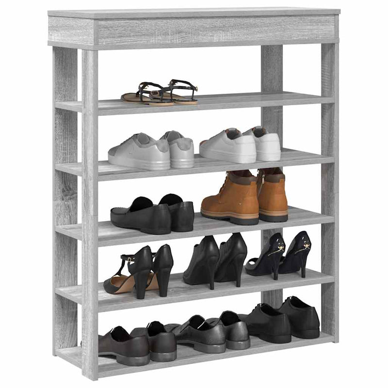 Load image into Gallery viewer, Vidaxl schoenenrek 80x30x98 cm bewerkt hout grijs sonoma
