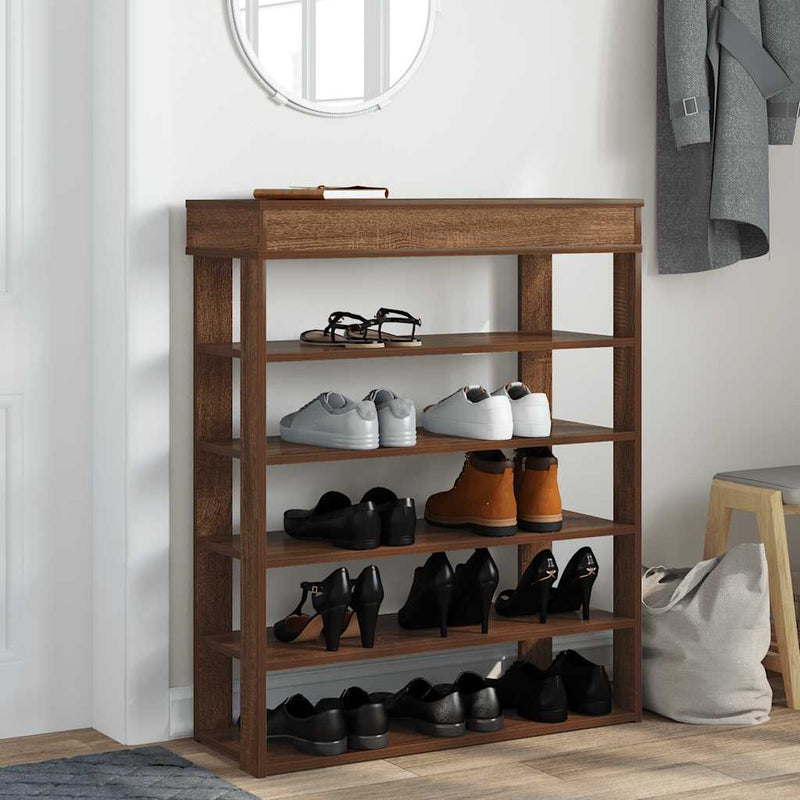Load image into Gallery viewer, Vidaxl schoenenrek 80x30x98 cm bewerkt hout bruin eikenkleur
