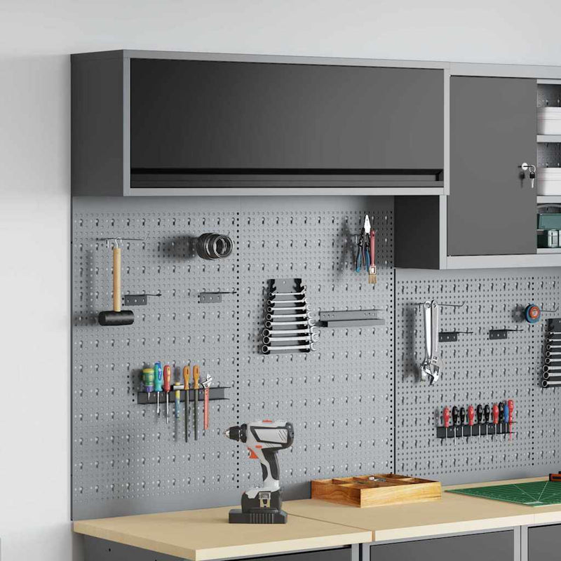 Chargez l'image dans la visionneuse de la galerie, Vidaxl gereedschapskast set met plank 3 pcs zwart gepoedercoat staal
