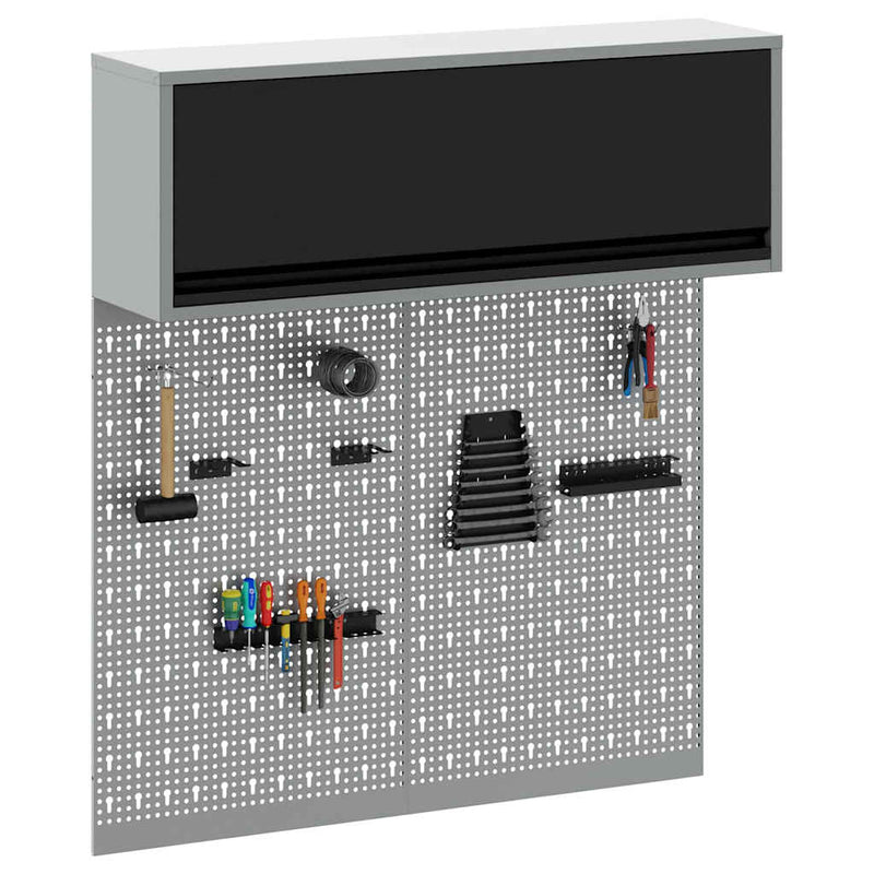 Chargez l'image dans la visionneuse de la galerie, Vidaxl gereedschapskast set met plank 3 pcs zwart gepoedercoat staal
