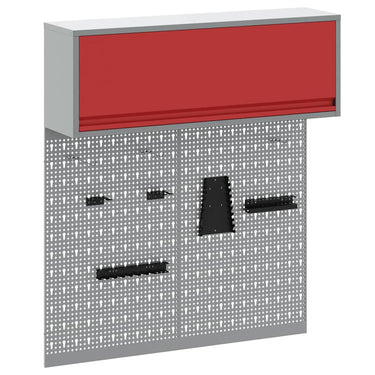Vidaxl gereedschapskast set met plank 3 pcs rood gepoedercoat staal