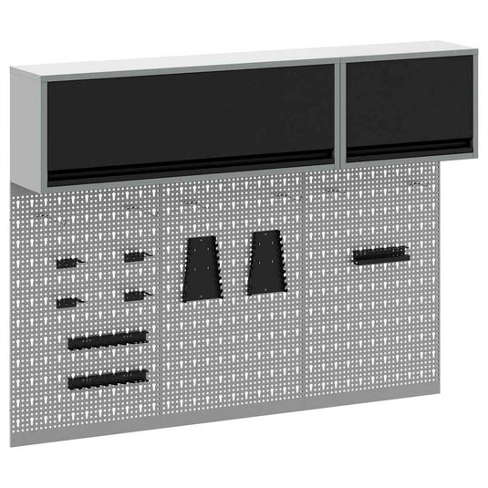 Vidaxl gereedschapskast set met plank 5 pcs zwart gepoedercoat staal