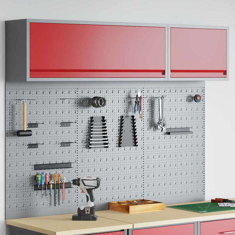 Afbeelding laden in galerijviewer, Vidaxl gereedschapskast set met plank 5 pcs rood gepoedercoat staal
