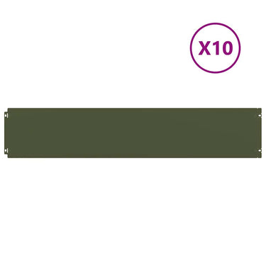 Vidaxl gazonranden 10 st 20x103 cm koudgewalst staal olijfgroen