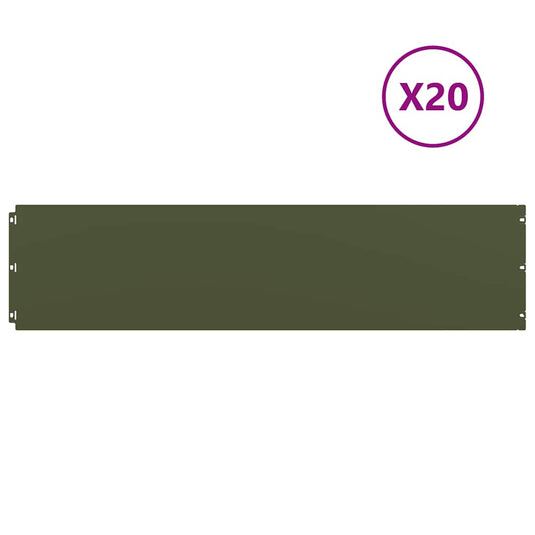 Vidaxl gazonranden 20 st 25x103 cm koudgewalst staal olijfgroen