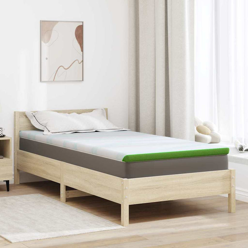 Afbeelding laden in galerijviewer, Vidaxl matrastopper wit en groen 90 x 190 cm jacquard stof
