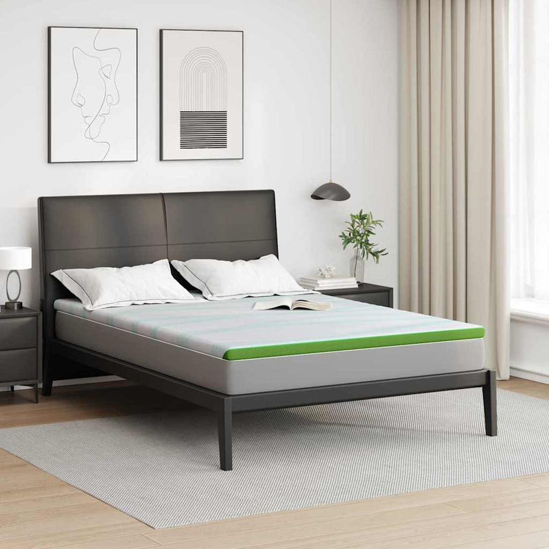 Afbeelding laden in galerijviewer, Vidaxl matrastopper wit en groen 140 x 190 cm jacquard stof
