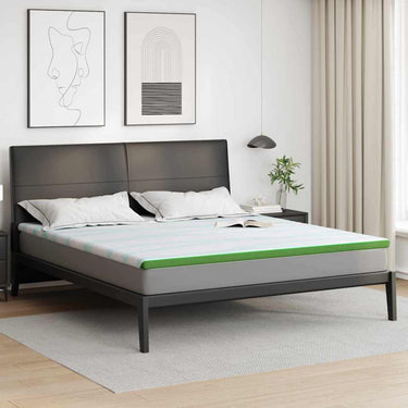 Vidaxl matrastopper wit en groen 180 x 200 cm jacquard stof
