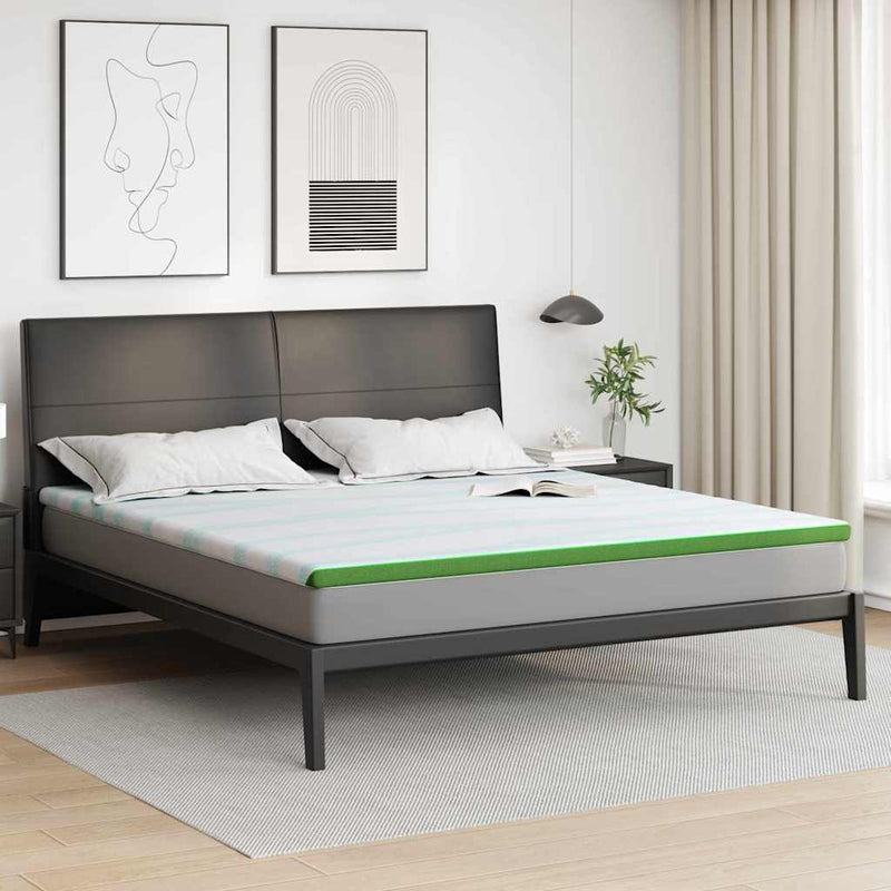 ギャラリービューアに画像をロードする, Vidaxl matrastopper wit en groen 180 x 200 cm jacquard stof
