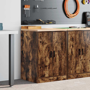 Vidaxl garagekast 60x51x85 cm massief grenenhout gerookt eiken