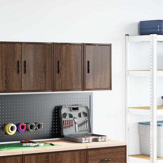 Vidaxl garagewandkasten 2 st spaanplaat bruin eiken