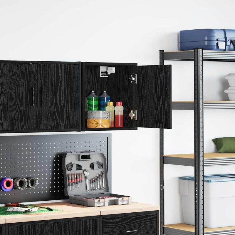Afbeelding laden in galerijviewer, Vidaxl garagewandkast spaanplaat zwart
