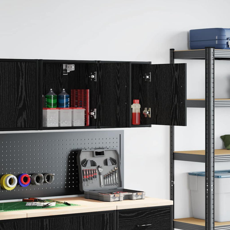 Afbeelding laden in galerijviewer, Vidaxl garagewandkasten 2 st spaanplaat zwart
