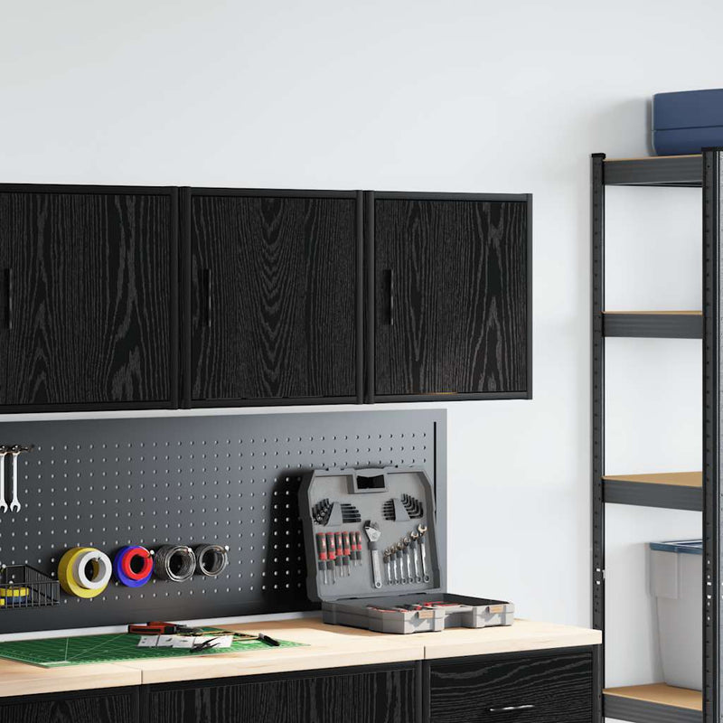 Afbeelding laden in galerijviewer, Vidaxl garagewandkasten 2 st spaanplaat zwart
