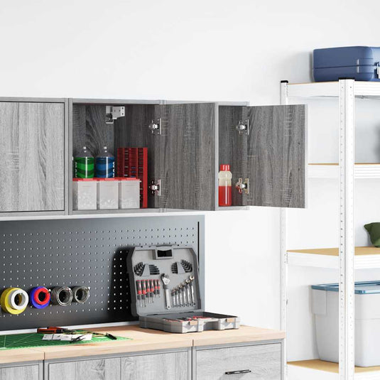 Vidaxl garagewandkasten 2 st spaanplaat sonoma grijs
