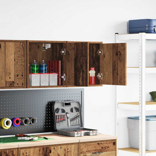 Vidaxl garage wandkasten 2 st bewerkt hout oud hout