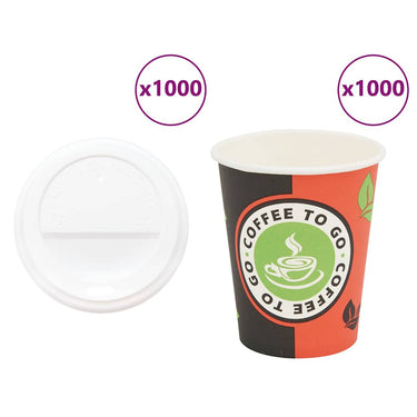 Vidaxl papieren koffiekopjes met deksel 1000 st 8oz 240 ml