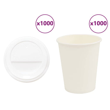 Vidaxl papieren koffiekopjes met deksel 1000 st 8oz 200 ml