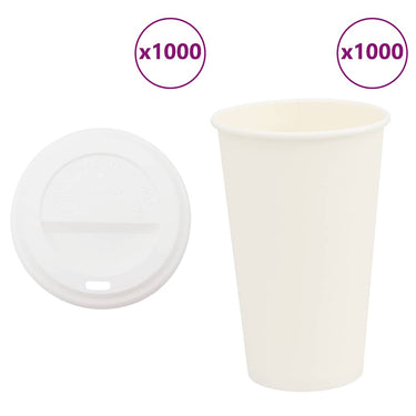 Vidaxl papieren koffiekopjes met deksel 1000 st 16oz 400 ml