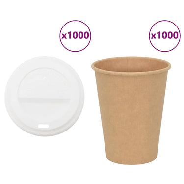 Vidaxl papieren koffiekopjes met deksel 1000 st 12oz 300 ml