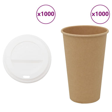Vidaxl papieren koffiekopjes met deksel 1000 st 16oz 400 ml
