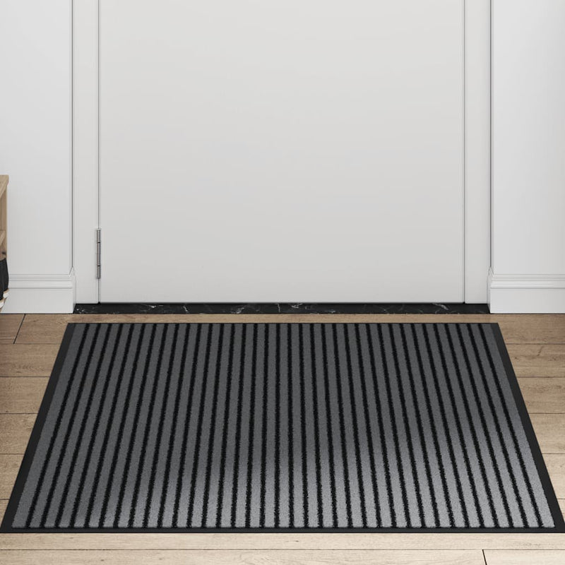 ギャラリービューアに画像をロードする, Vidaxl deurmat 90x150 cm gestreept 90x150 cm zwart en grijs

