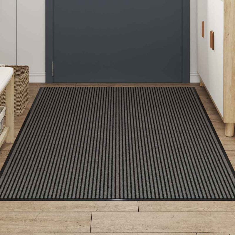 Afbeelding laden in galerijviewer, Vidaxl deurmat 115x200 cm streep zwart en grijs

