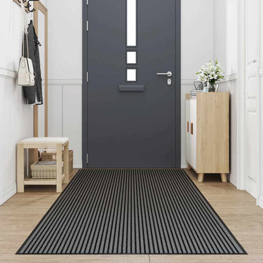 Vidaxl deurmat 115x300 cm gestreept zwart en grijs